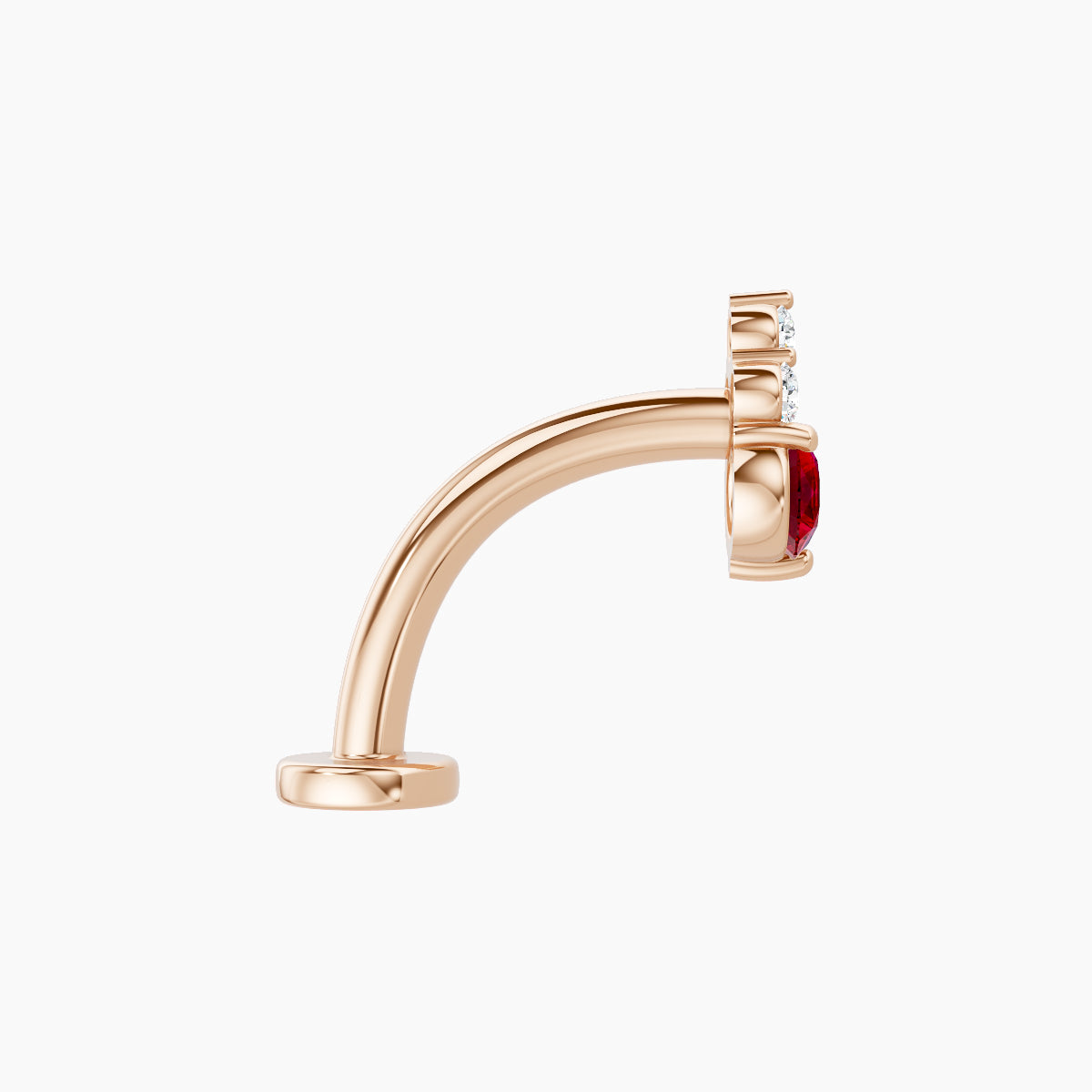 Sif | 18k Rose Gold 10 mm 6.5 mm Ruby & Diamond Floating Navel Piercing