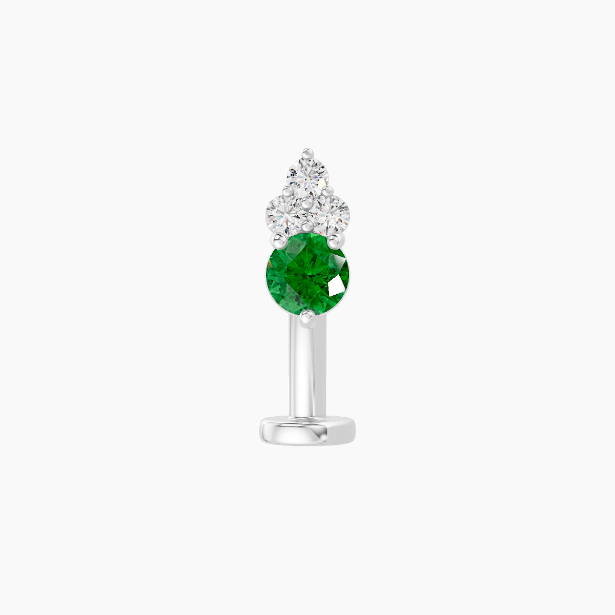 Sif | 18k White Gold 10 mm 6.5 mm Emerald & Diamond Floating Navel Piercing
