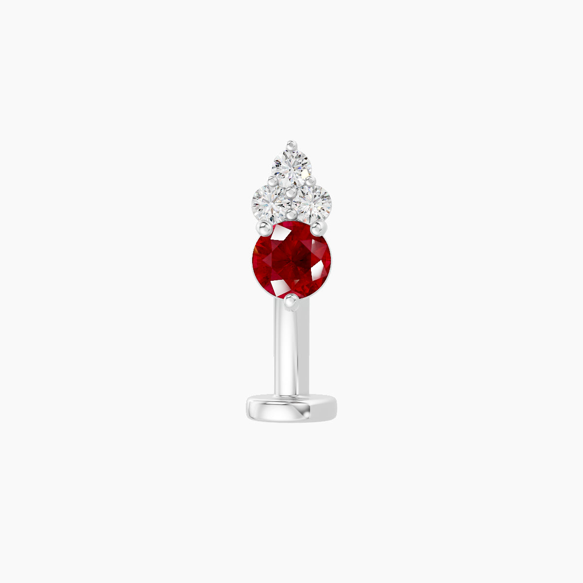 Sif | 18k White Gold 10 mm 6.5 mm Ruby & Diamond Floating Navel Piercing