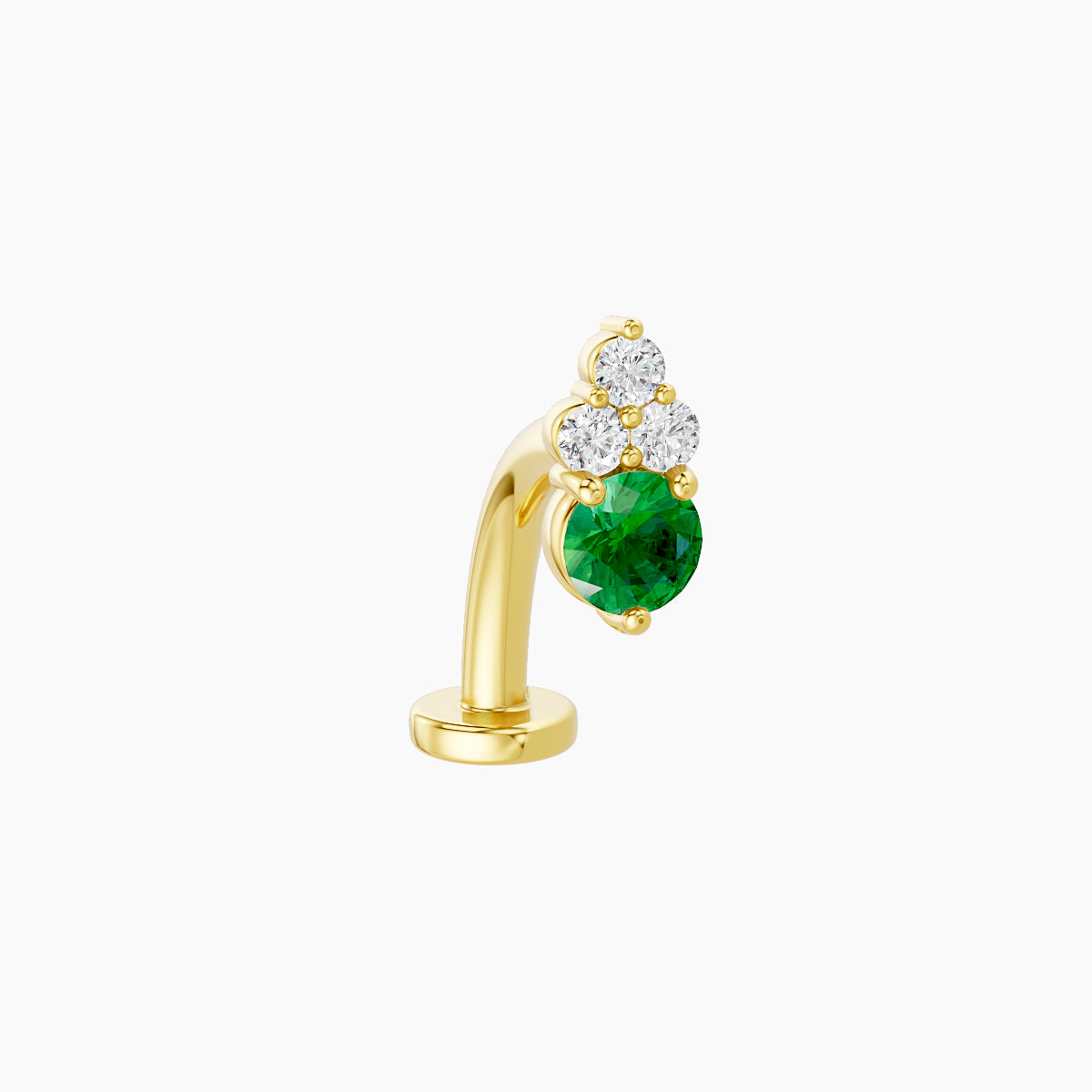 Sif | 18k Yellow Gold 10 mm 6.5 mm Emerald & Diamond Floating Navel Piercing