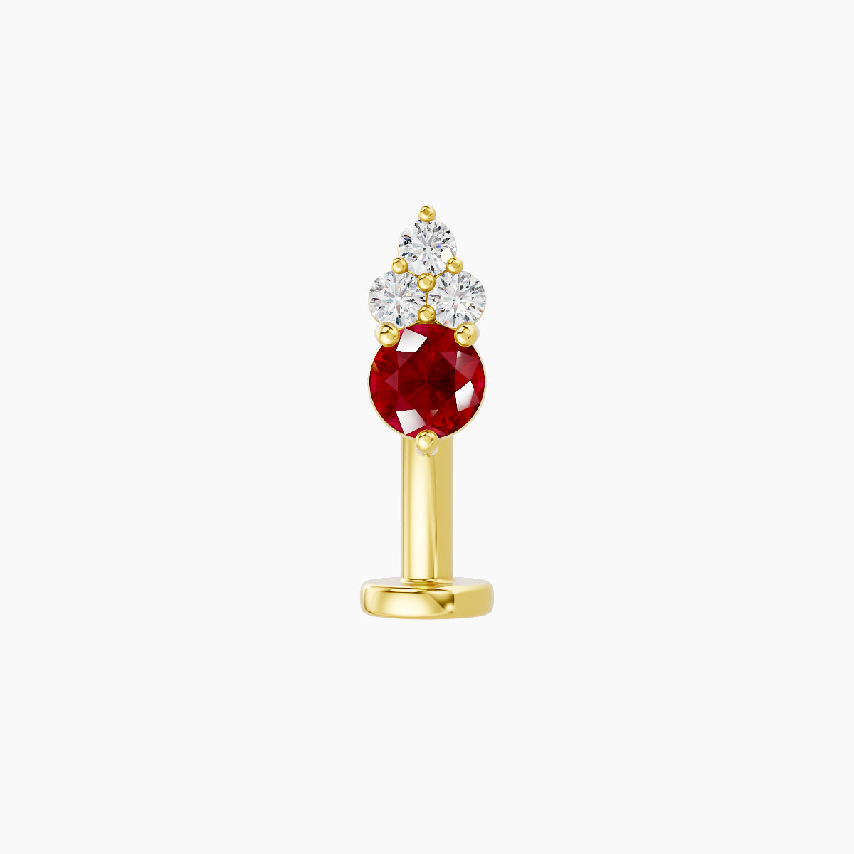 Sif | 18k Yellow Gold 10 mm 6.5 mm Ruby & Diamond Floating Navel Piercing