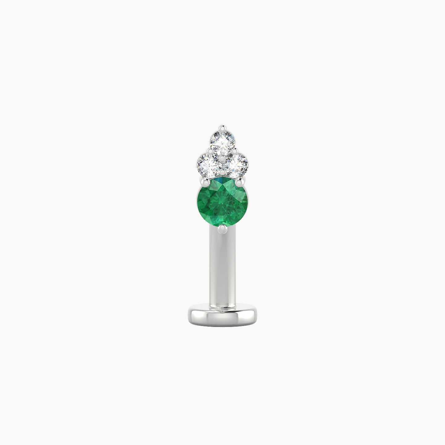 Sif | 18k White Gold 10 mm 6.5 mm Emerald & Diamond Floating Navel Piercing