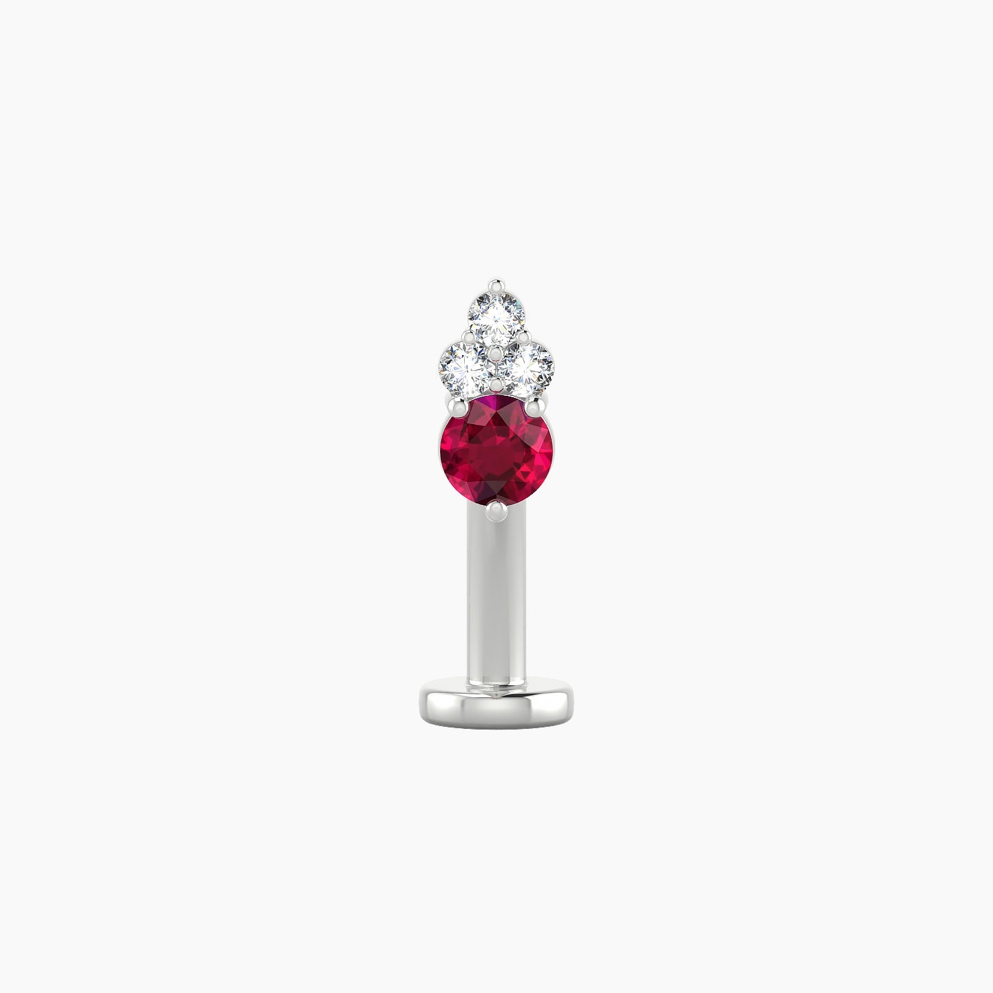 Sif | 18k White Gold 10 mm 6.5 mm Ruby & Diamond Floating Navel Piercing