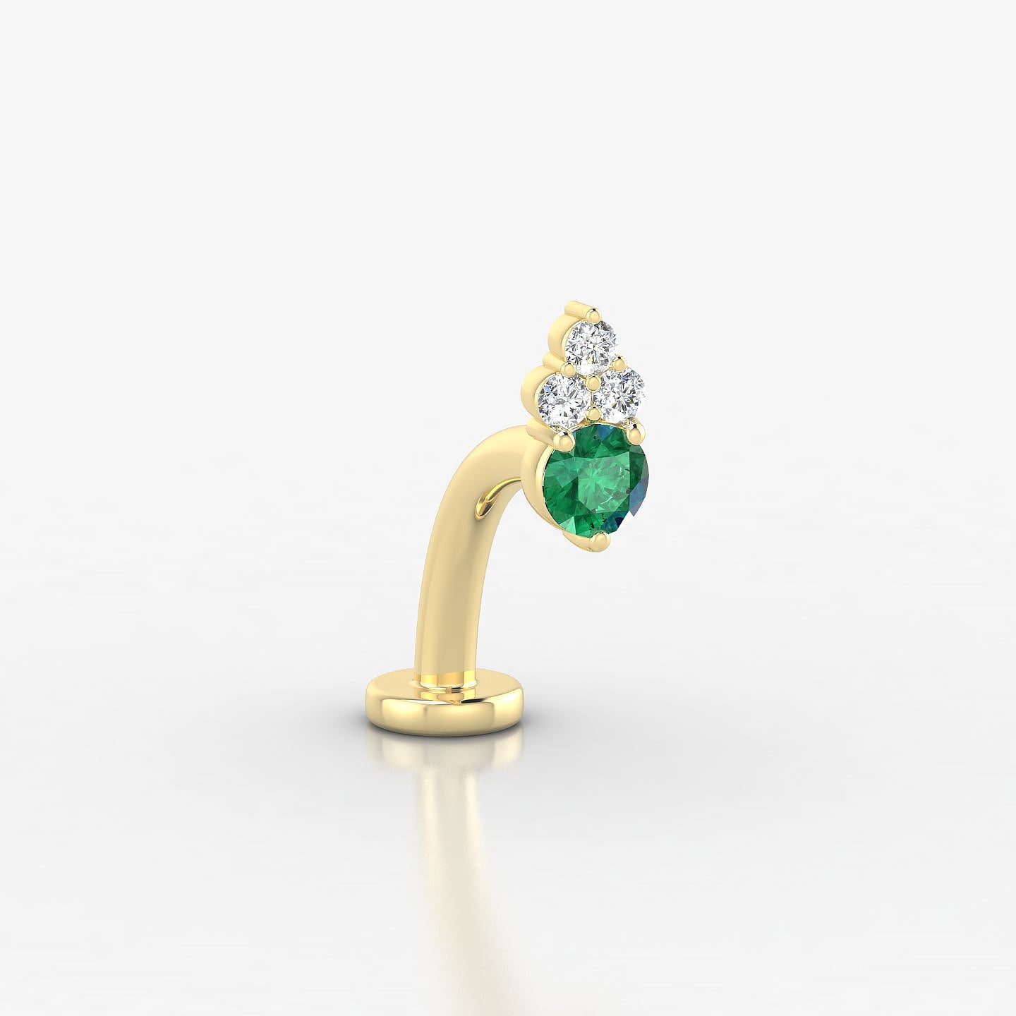 Sif | 18k Yellow Gold 10 mm 6.5 mm Emerald & Diamond Floating Navel Piercing