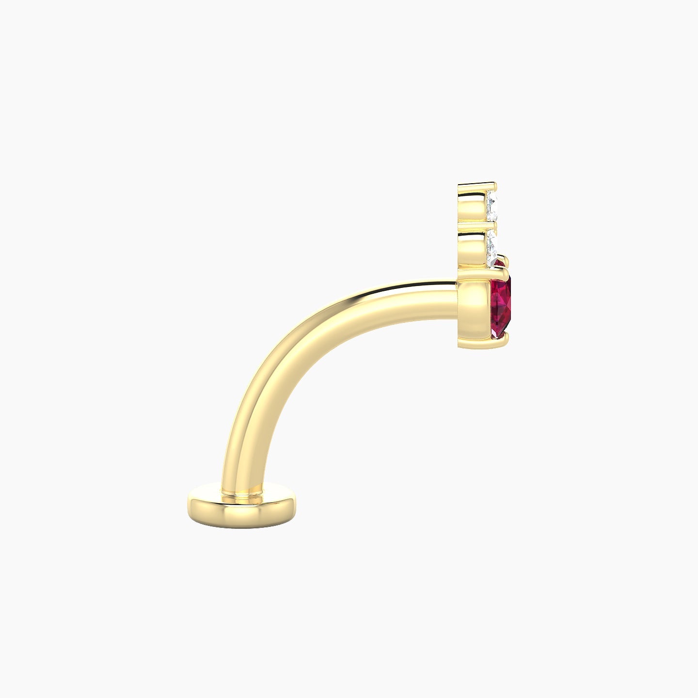 Sif | 18k Yellow Gold 10 mm 6.5 mm Ruby & Diamond Floating Navel Piercing