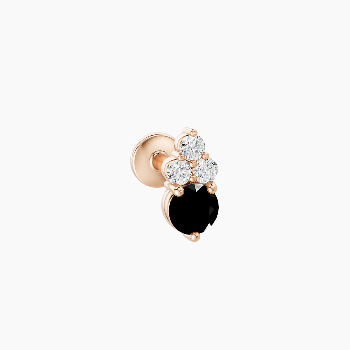 Sif | 18k Rose Gold 5 mm 6.5 mm Black Diamond & Diamond Nose Piercing