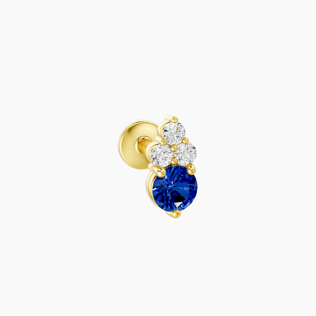 Sif | 18k Yellow Gold 5 mm 6.5 mm Sapphire & Diamond Nose Piercing
