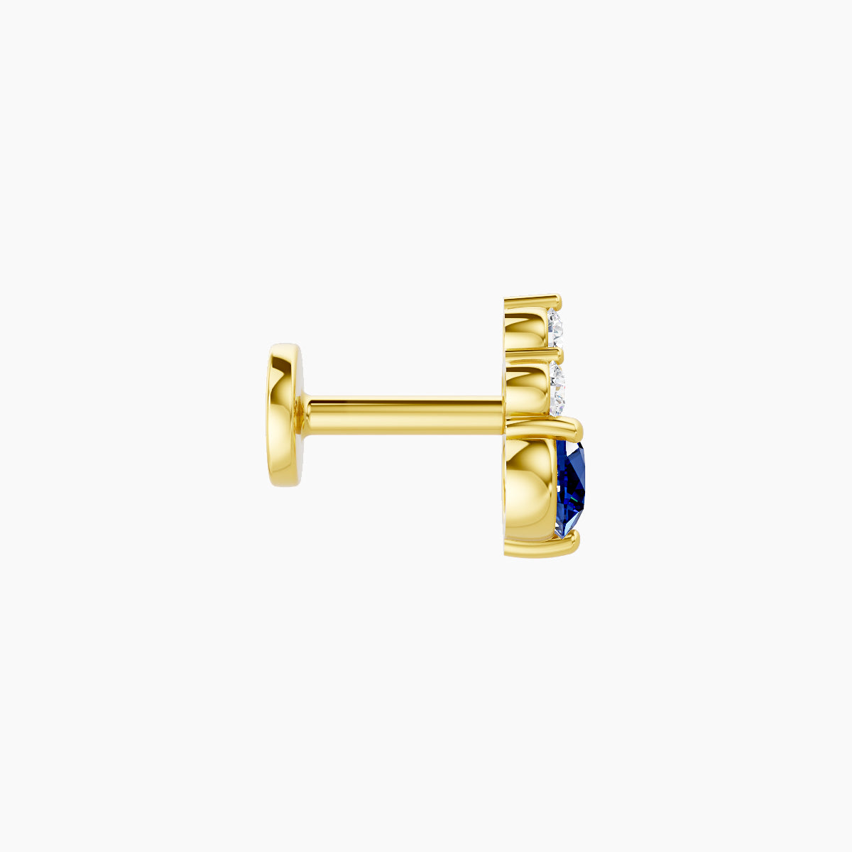 Sif | 18k Yellow Gold 5 mm 6.5 mm Sapphire & Diamond Nose Piercing
