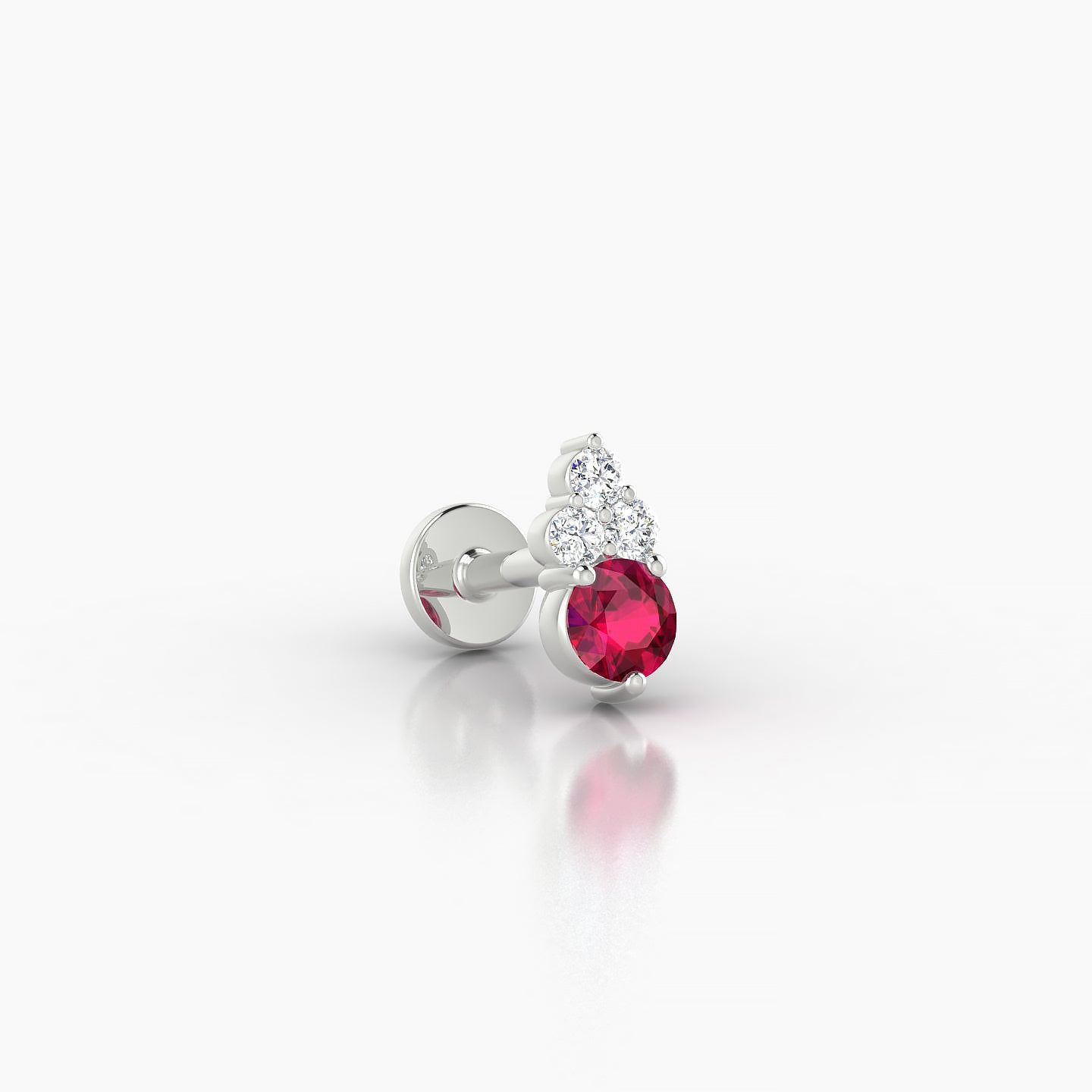Sif | 18k White Gold 5 mm 6.5 mm Ruby & Diamond Nose Piercing