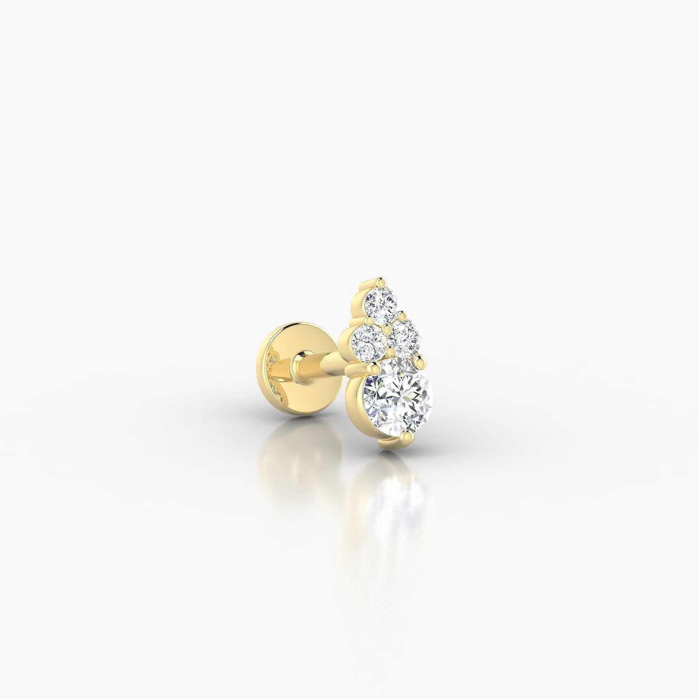 Sif | 18k Yellow Gold 6.5 mm 5 mm Diamond Nose Piercing