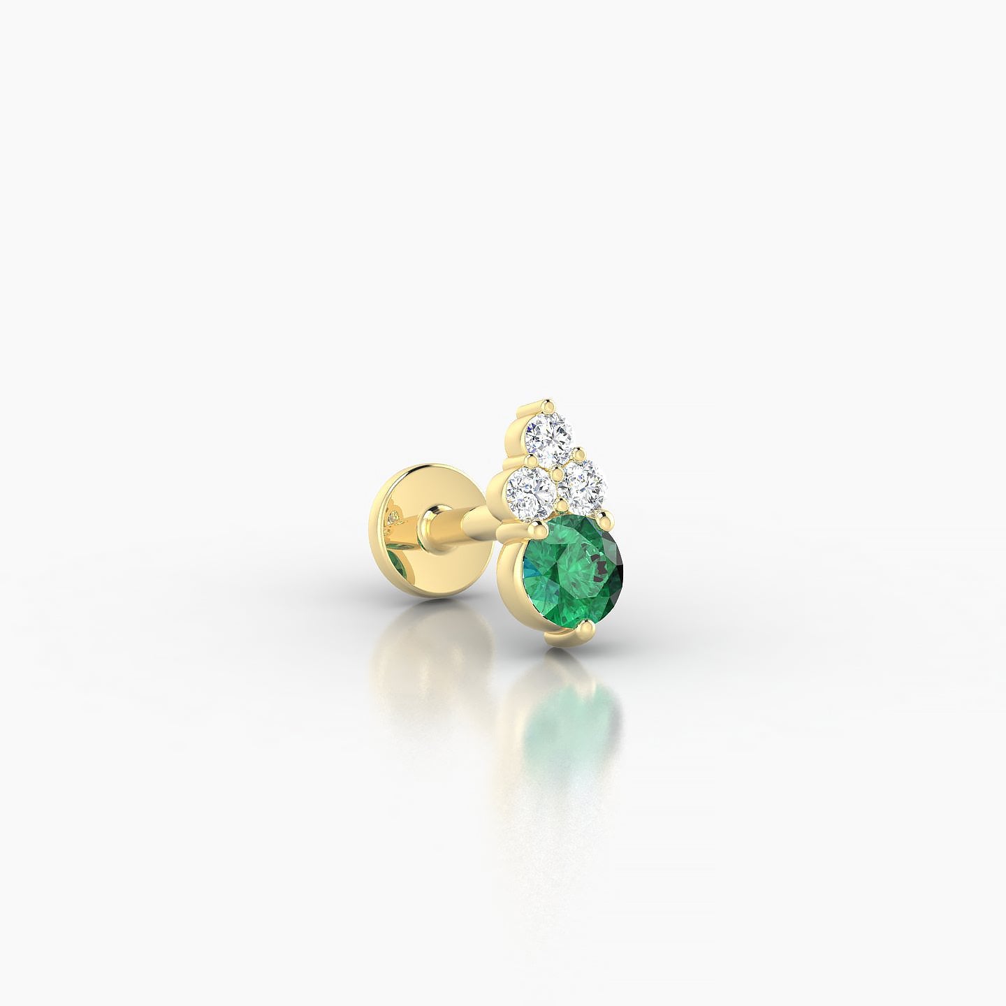 Sif | 18k Yellow Gold 5 mm 6.5 mm Emerald & Diamond Nose Piercing