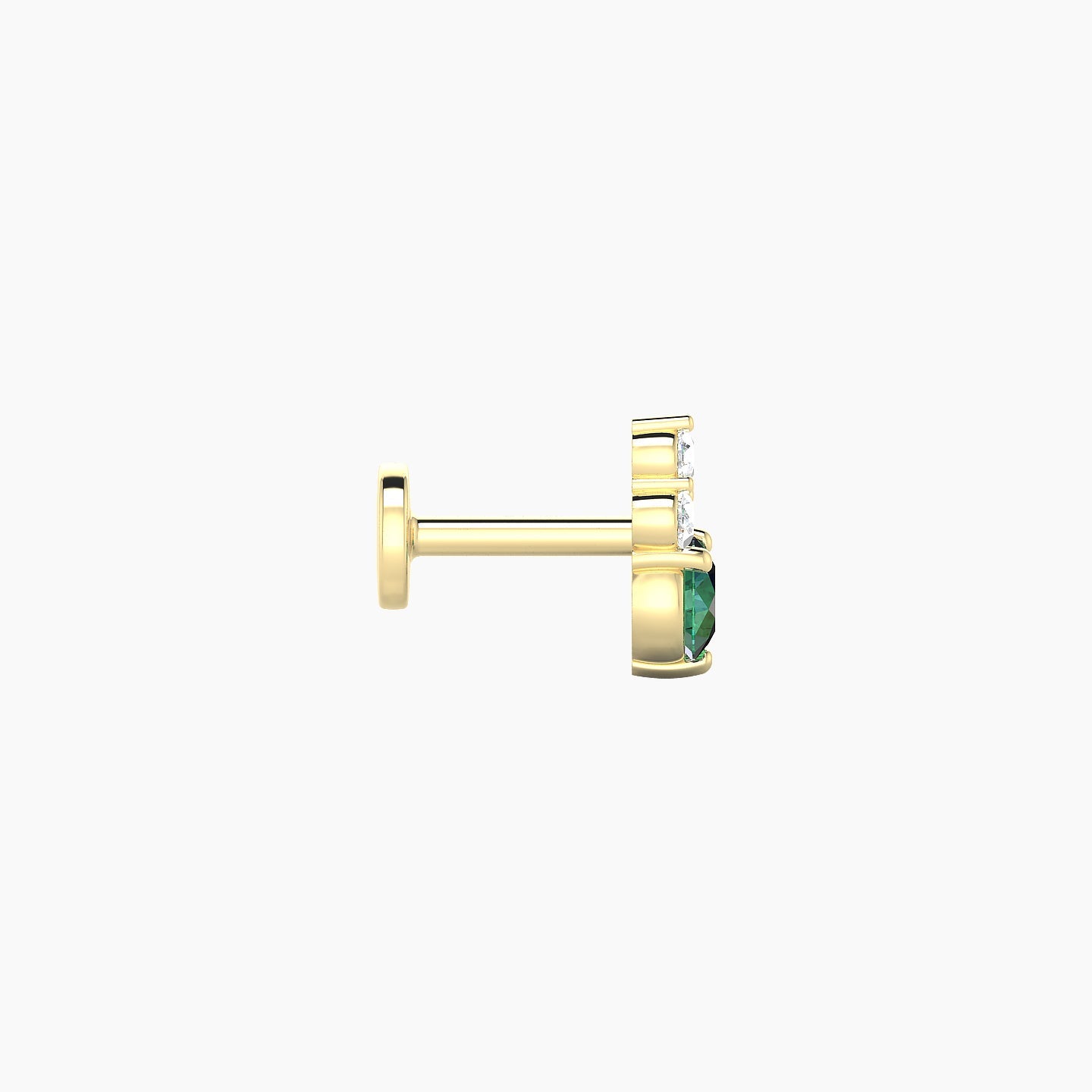 Sif | 18k Yellow Gold 5 mm 6.5 mm Emerald & Diamond Nose Piercing