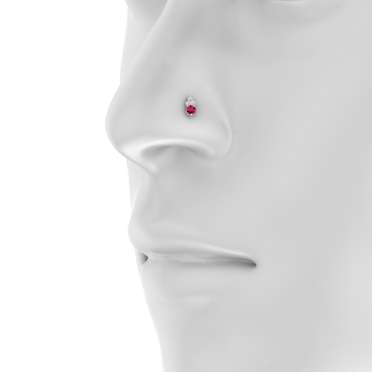 Sif | 18k Rose Gold 5 mm 6.5 mm Ruby & Diamond Nose Piercing