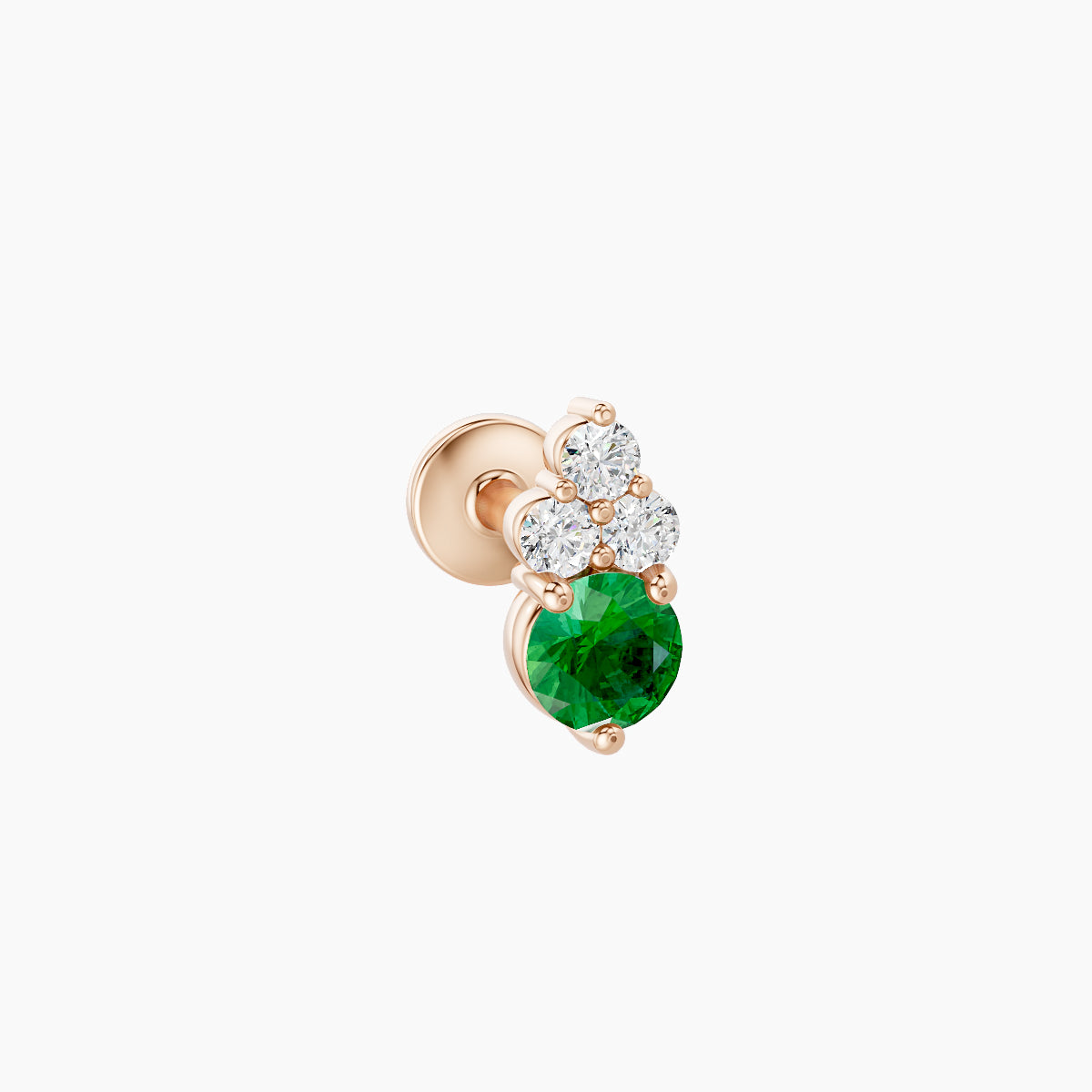 Sif | 18k Rose Gold 5 mm 6.5 mm Emerald & Diamond Piercing