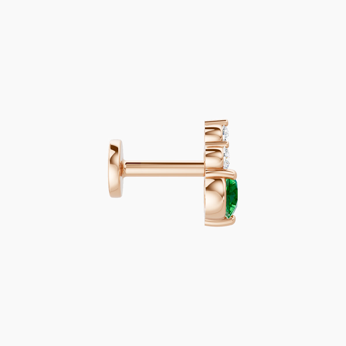 Sif | 18k Rose Gold 5 mm 6.5 mm Emerald & Diamond Piercing