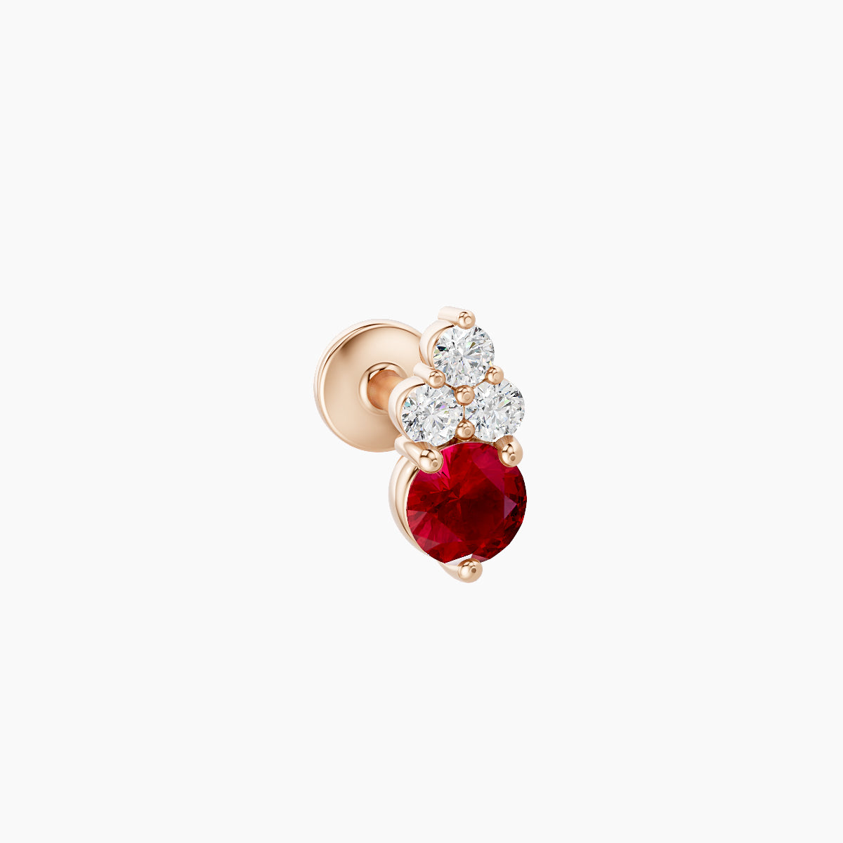 Sif | 18k Rose Gold 5 mm 6.5 mm Ruby & Diamond Piercing