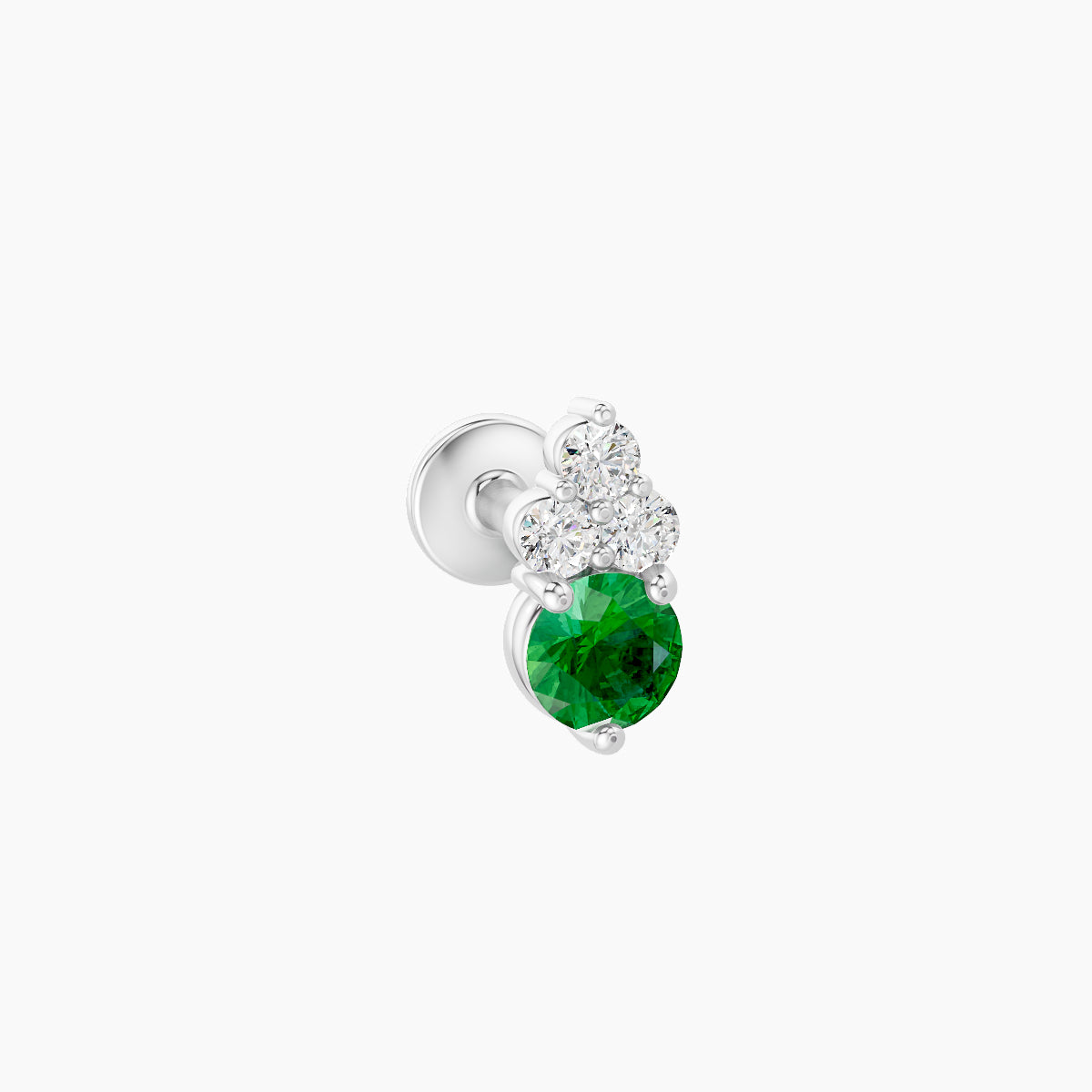Sif | 18k White Gold 5 mm 6.5 mm Emerald & Diamond Piercing