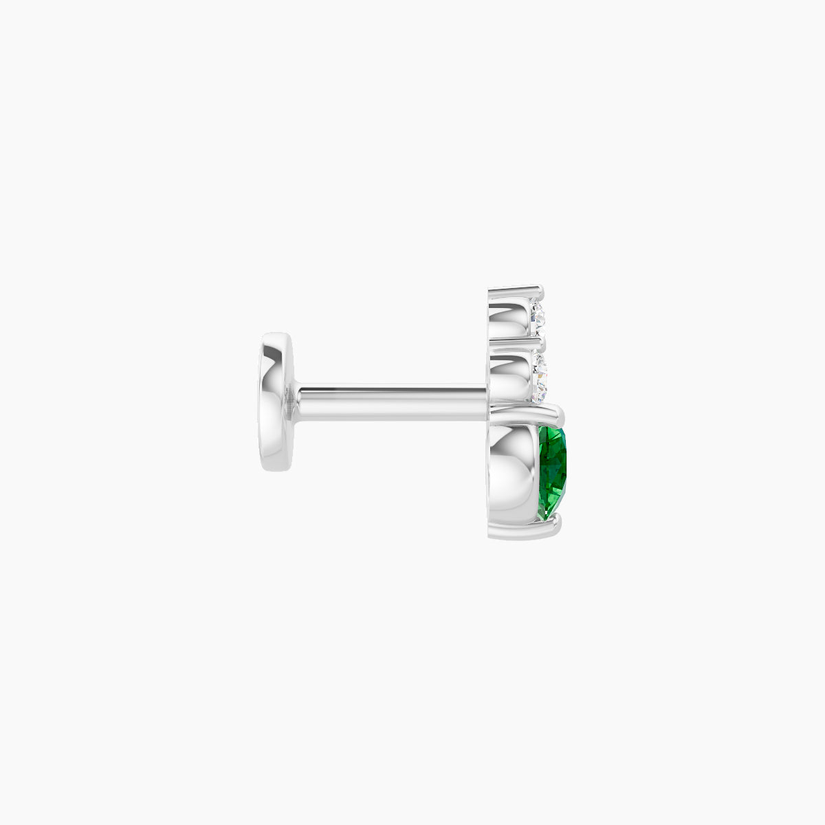 Sif | 18k White Gold 5 mm 6.5 mm Emerald & Diamond Piercing