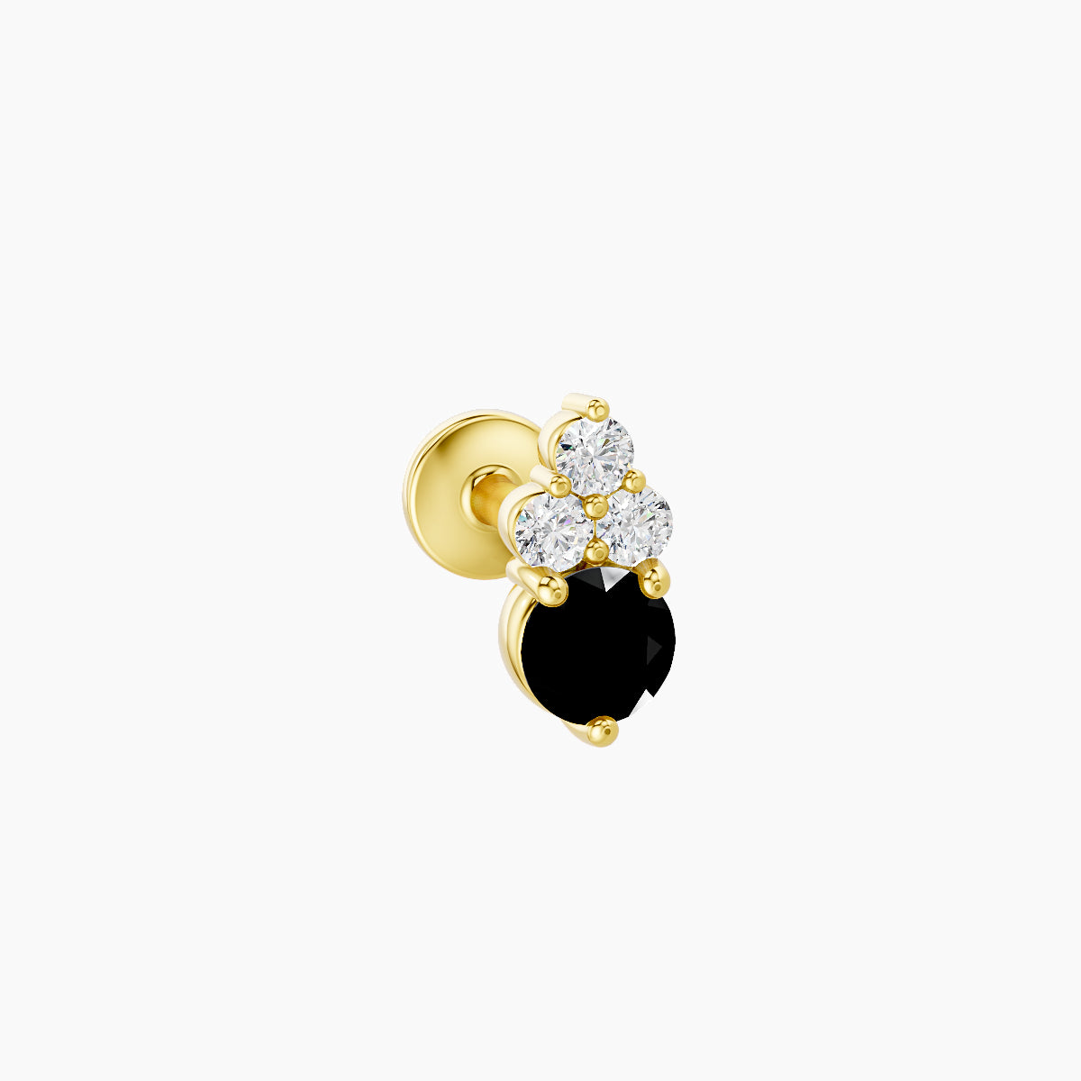 Sif | 18k Yellow Gold 5 mm 6.5 mm Black Diamond & Diamond Piercing