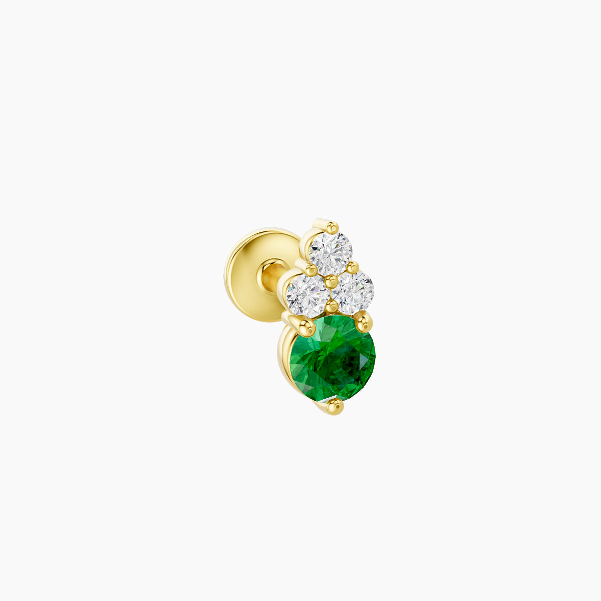 Sif | 18k Yellow Gold 5 mm 6.5 mm Emerald & Diamond Piercing