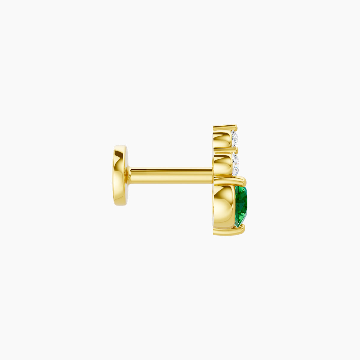 Sif | 18k Yellow Gold 5 mm 6.5 mm Emerald & Diamond Piercing