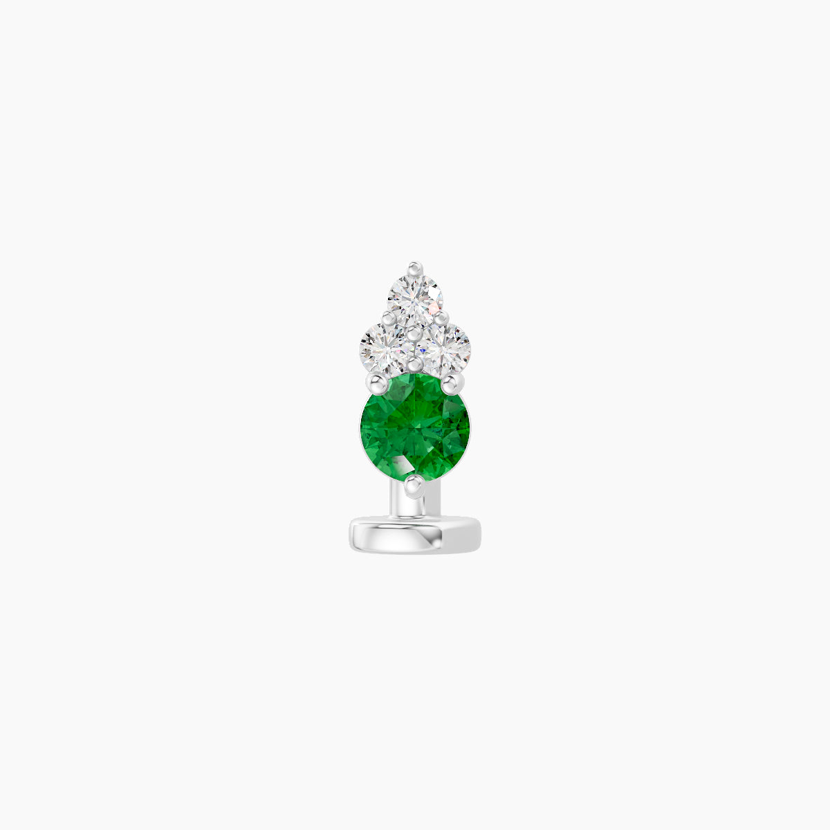Sif | 18k White Gold 6 mm 6.5 mm Emerald & Diamond Floating Navel Piercing