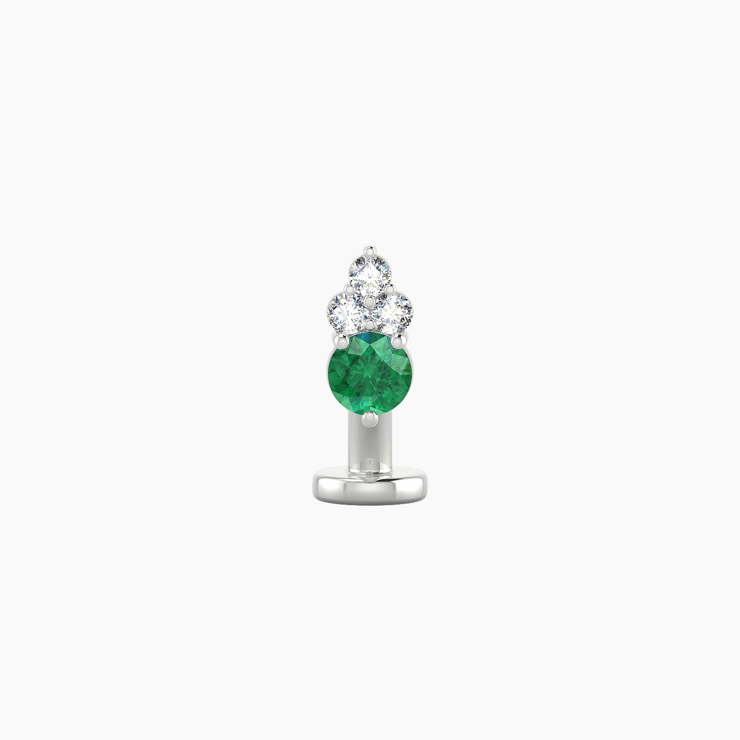 Sif | 18k White Gold 6 mm 6.5 mm Emerald & Diamond Floating Navel Piercing