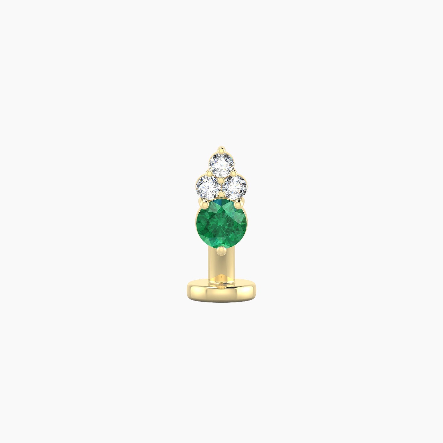 Sif | 18k Yellow Gold 6 mm 6.5 mm Emerald & Diamond Floating Navel Piercing