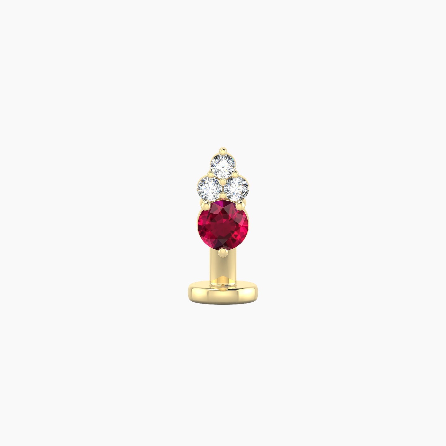 Sif | 18k Yellow Gold 6 mm 6.5 mm Ruby & Diamond Floating Navel Piercing