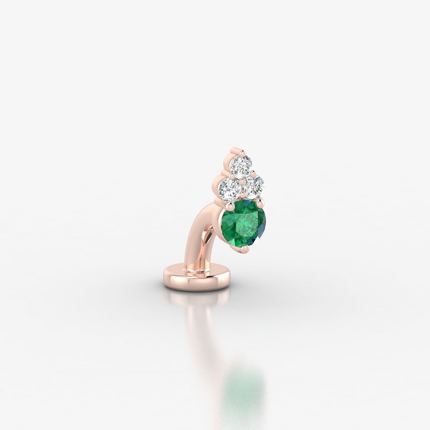 Sif | 18k Rose Gold 6 mm 6.5 mm Emerald & Diamond Floating Navel Piercing