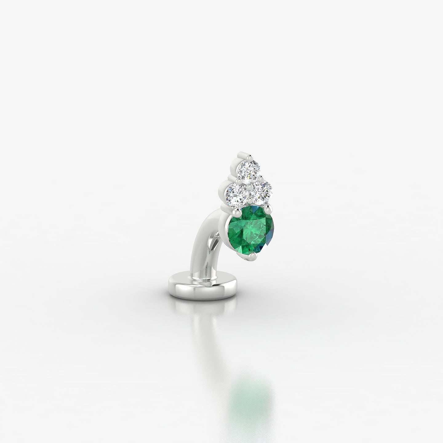 Sif | 18k White Gold 6 mm 6.5 mm Emerald & Diamond Floating Navel Piercing