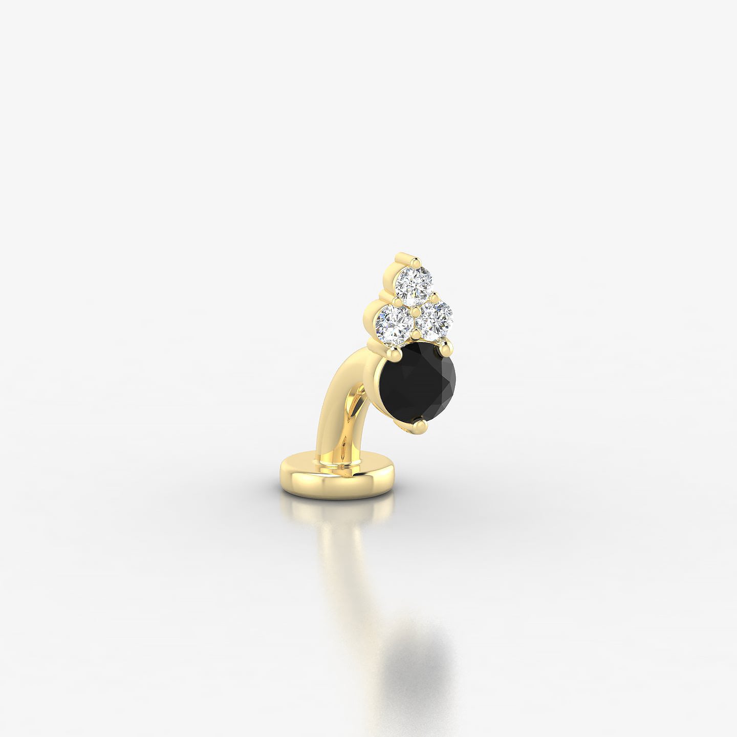 Sif | 18k Yellow Gold 6 mm 6.5 mm Black Diamond & Diamond Floating Navel Piercing