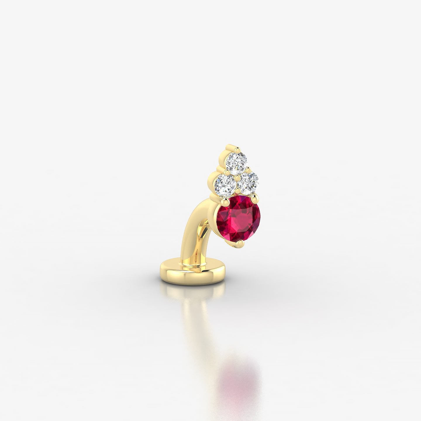 Sif | 18k Yellow Gold 6 mm 6.5 mm Ruby & Diamond Floating Navel Piercing
