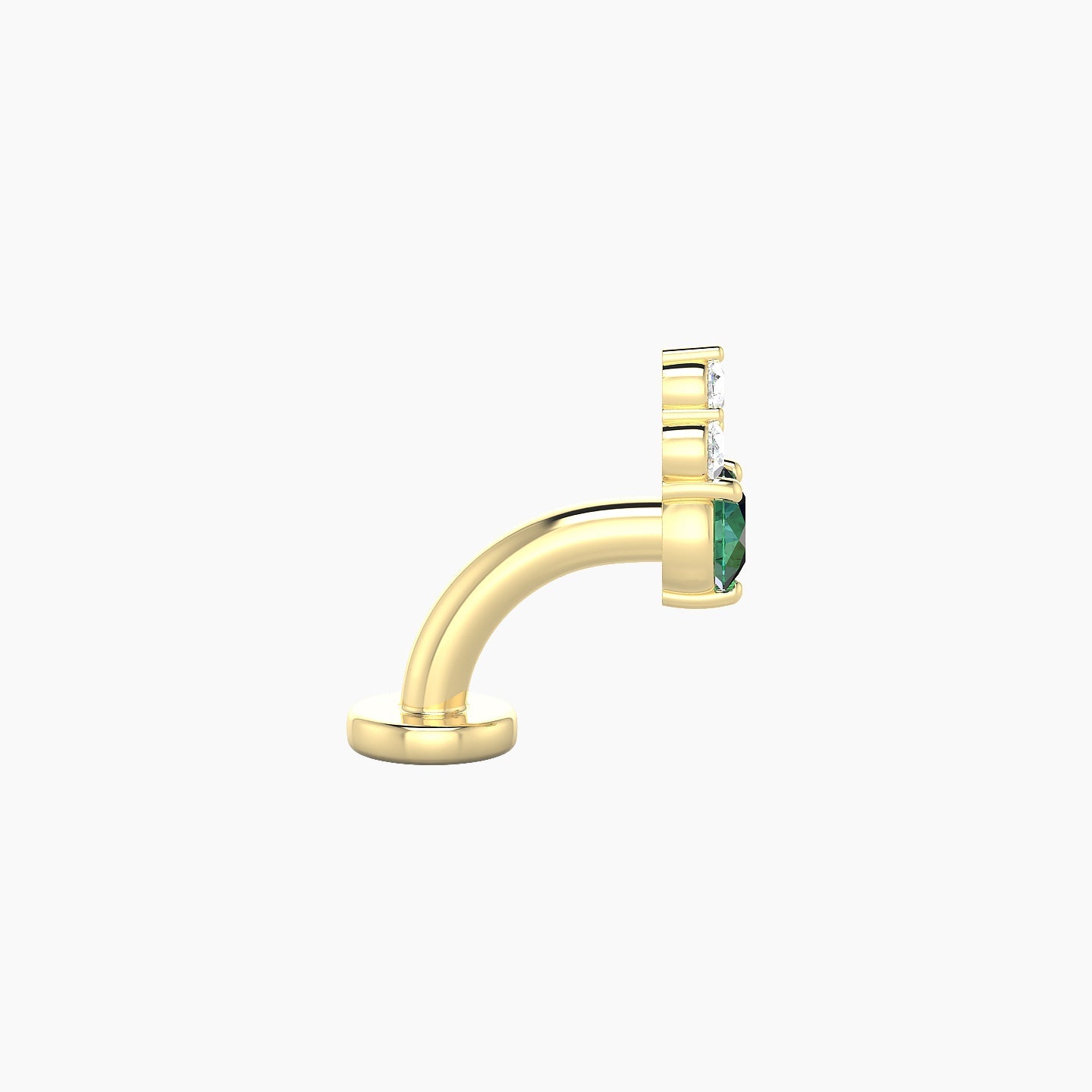 Sif | 18k Yellow Gold 6 mm 6.5 mm Emerald & Diamond Floating Navel Piercing