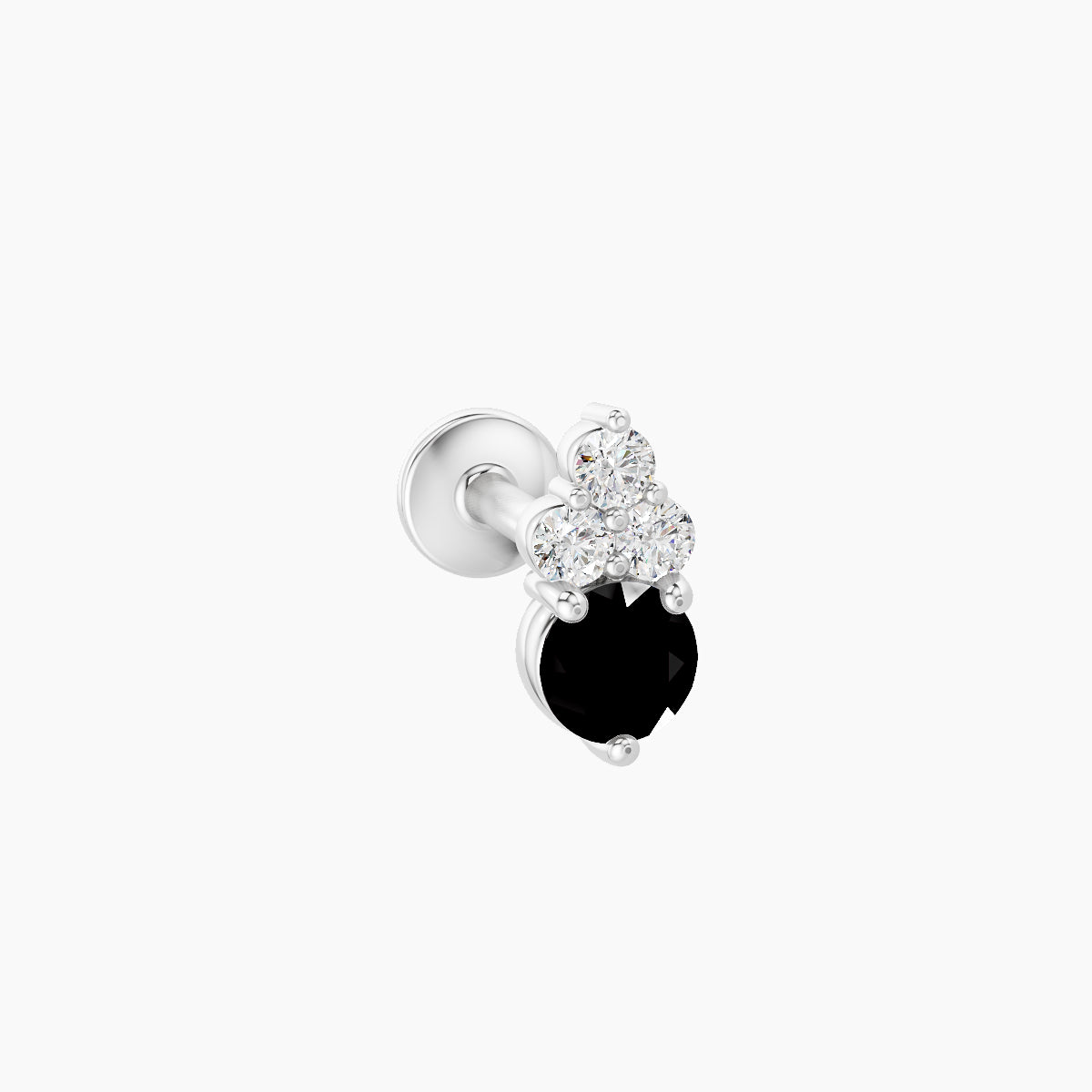 Sif | 18k White Gold 6.5 mm 6.5 mm Black Diamond & Diamond Nose Piercing