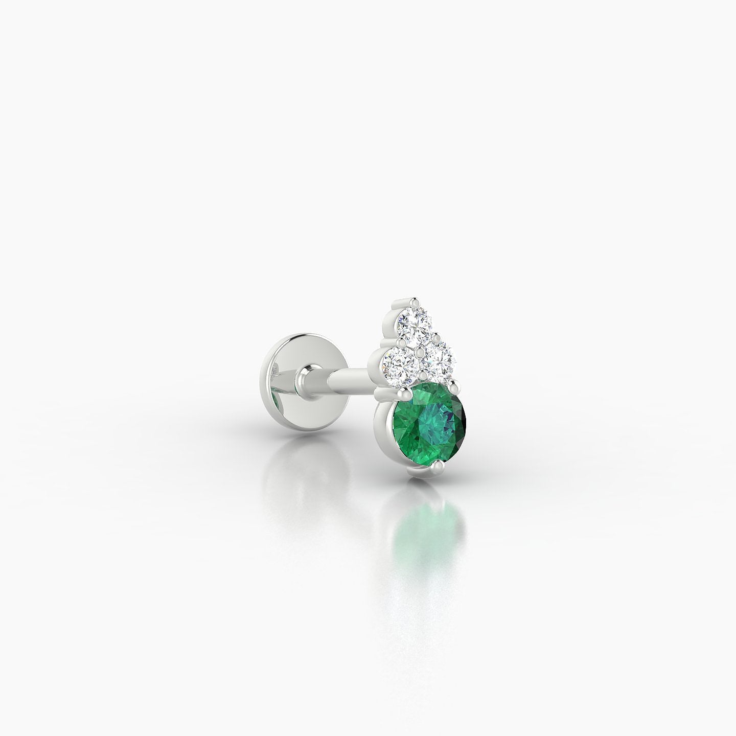 Sif | 18k White Gold 6.5 mm 6.5 mm Emerald & Diamond Nose Piercing