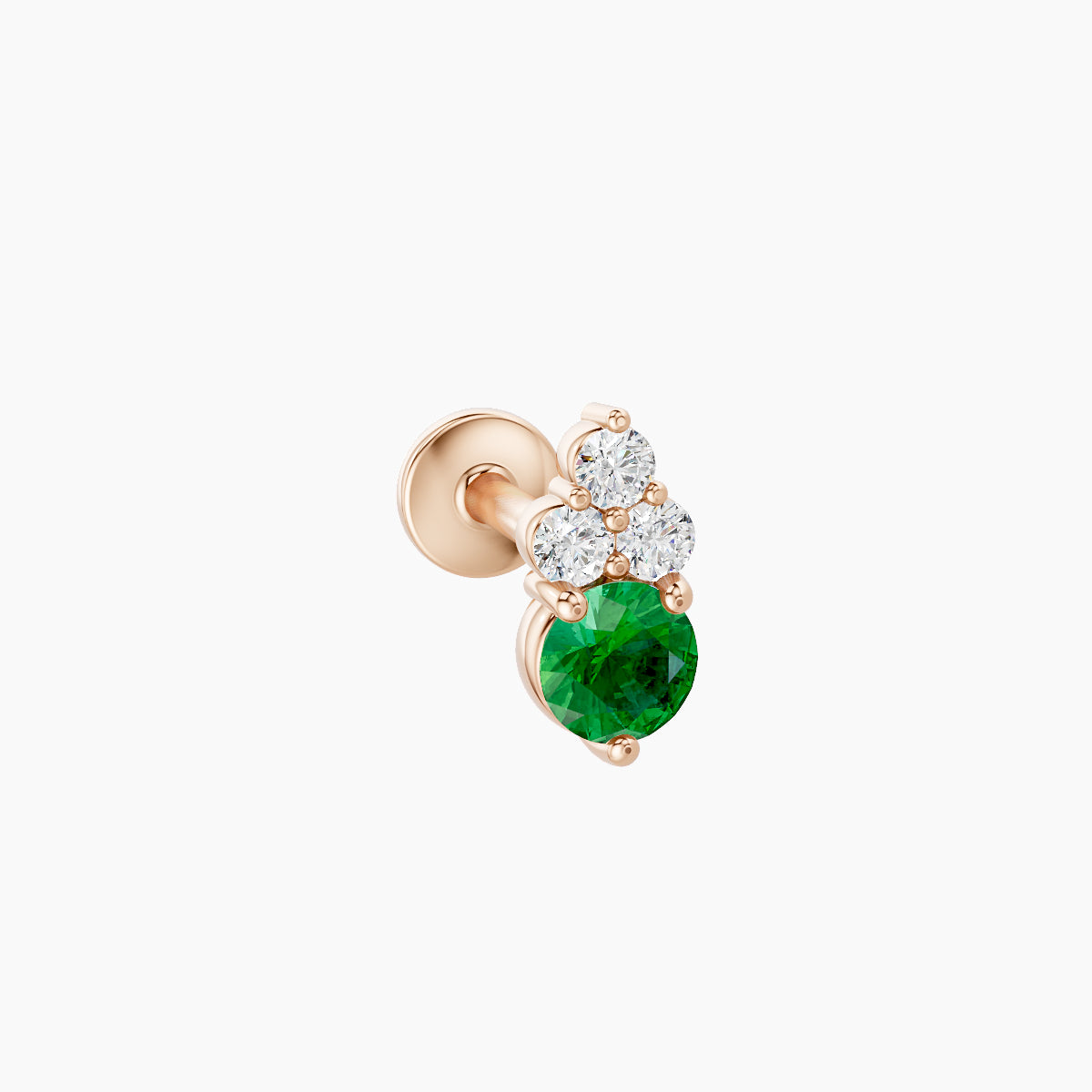 Sif | 18k Rose Gold 6.5 mm 6.5 mm Emerald & Diamond Piercing