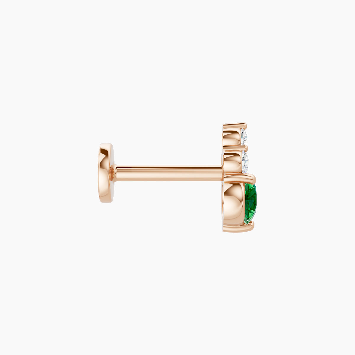 Sif | 18k Rose Gold 6.5 mm 6.5 mm Emerald & Diamond Piercing