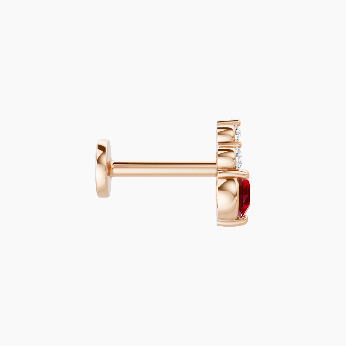 Sif | 18k Rose Gold 6.5 mm 6.5 mm Ruby & Diamond Piercing