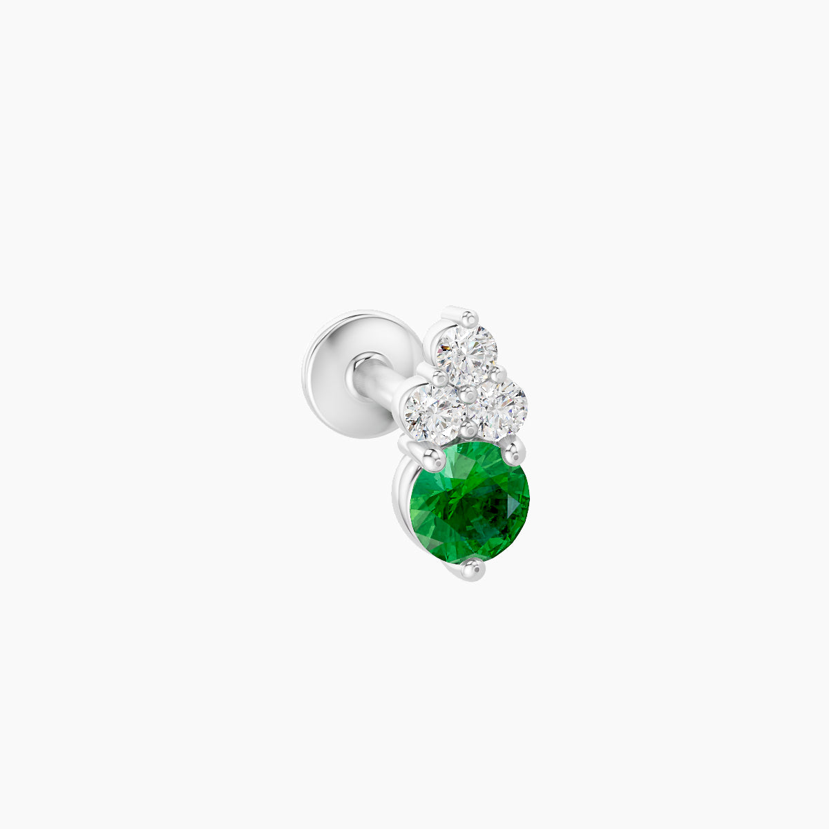 Sif | 18k White Gold 6.5 mm 6.5 mm Emerald & Diamond Piercing