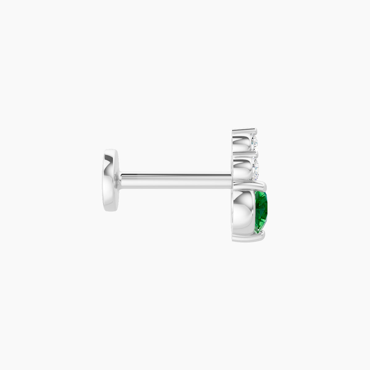 Sif | 18k White Gold 6.5 mm 6.5 mm Emerald & Diamond Piercing