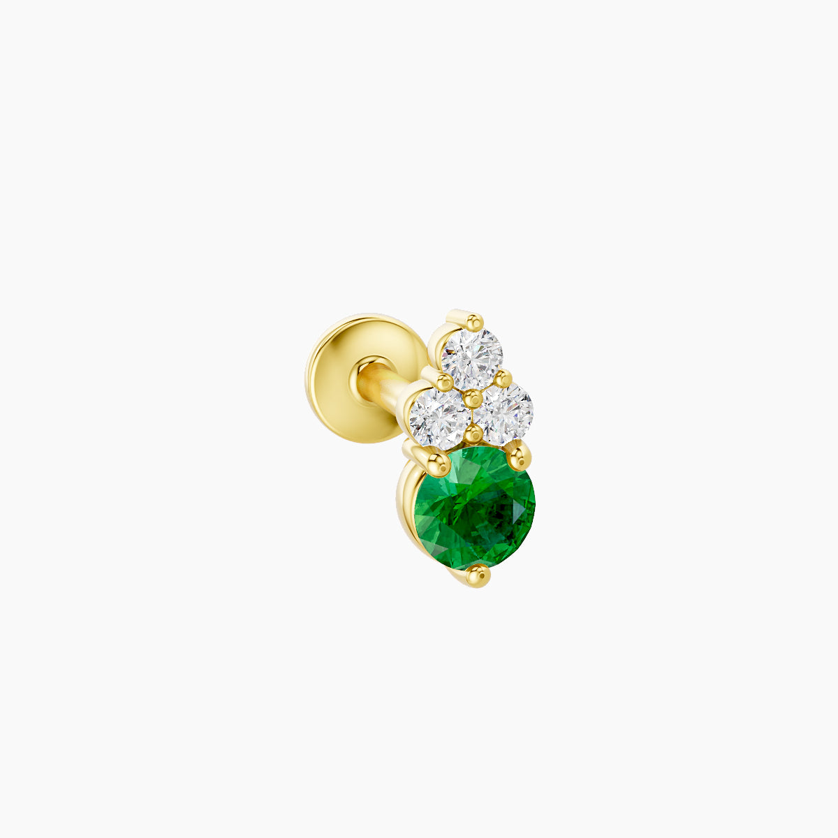 Sif | 18k Yellow Gold 6.5 mm 6.5 mm Emerald & Diamond Piercing