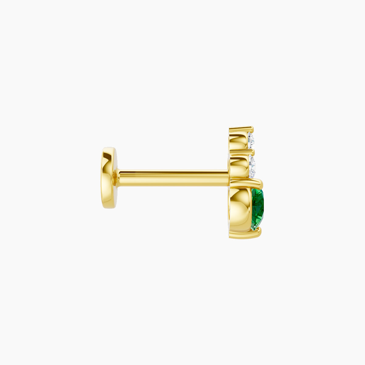 Sif | 18k Yellow Gold 6.5 mm 6.5 mm Emerald & Diamond Piercing
