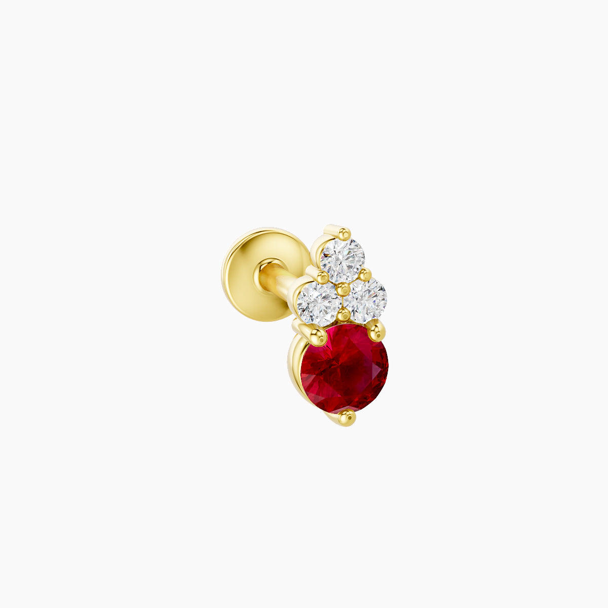 Sif | 18k Yellow Gold 6.5 mm 6.5 mm Ruby & Diamond Piercing