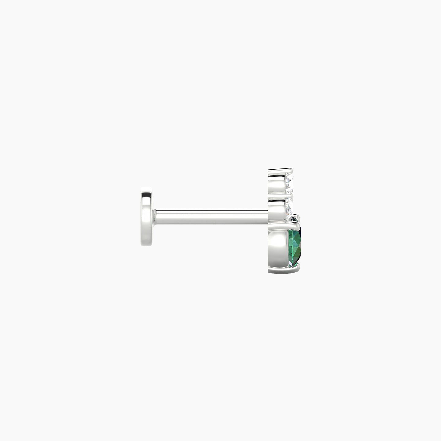 Sif | 18k White Gold 6.5 mm 6.5 mm Emerald & Diamond Piercing