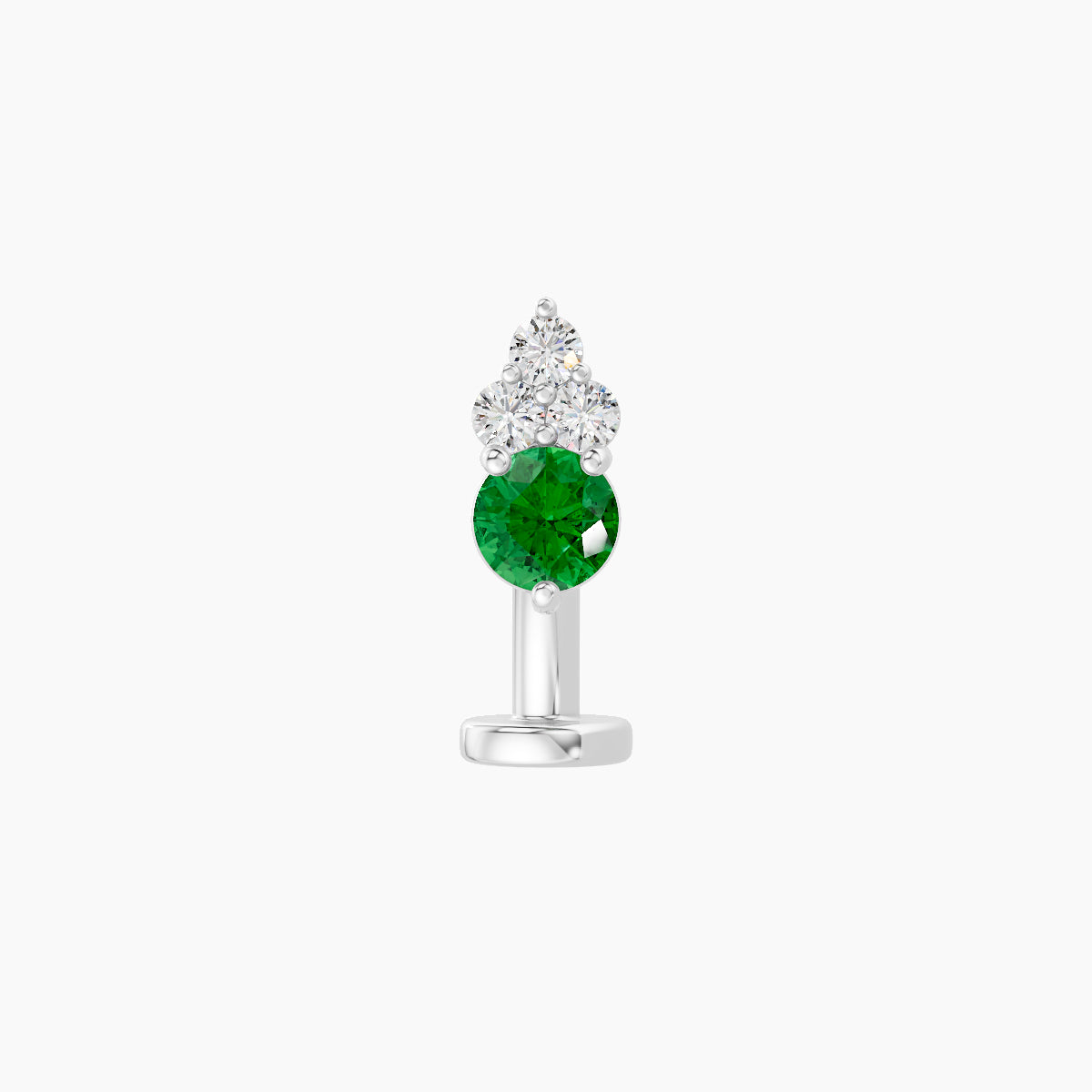 Sif | 18k White Gold 8 mm 6.5 mm Emerald & Diamond Floating Navel Piercing