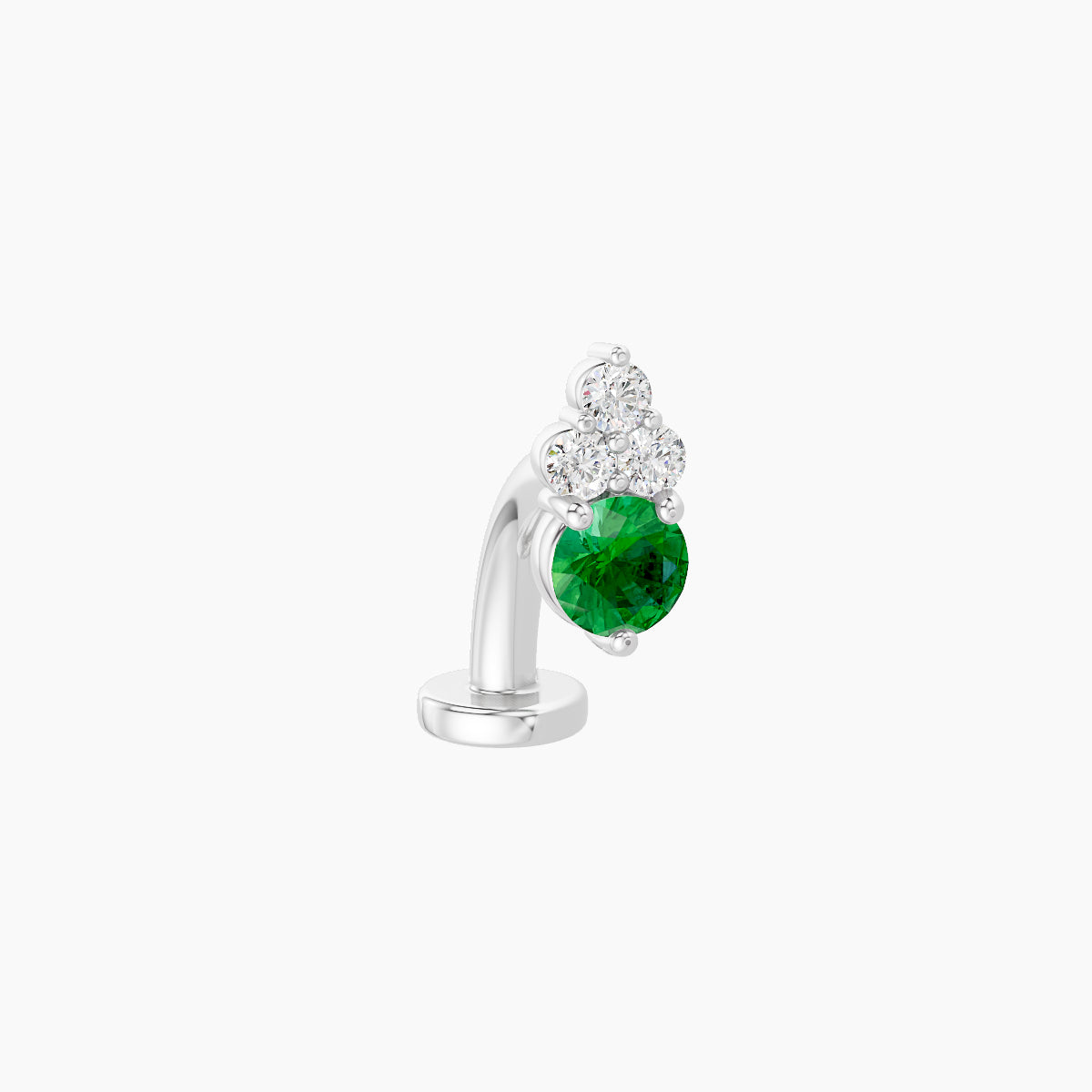 Sif | 18k White Gold 8 mm 6.5 mm Emerald & Diamond Floating Navel Piercing