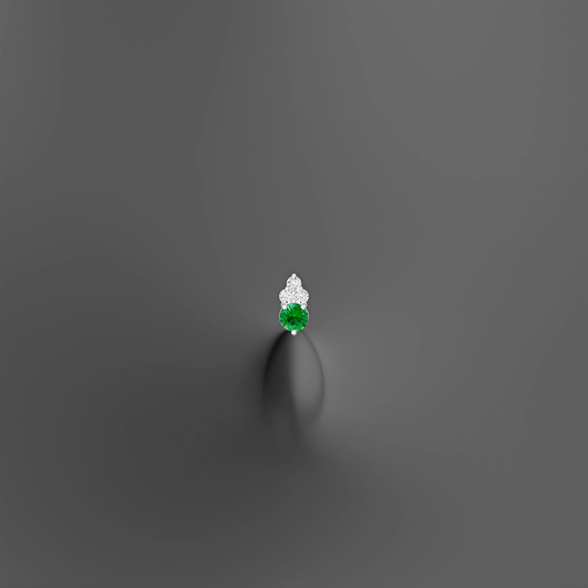 Sif | 18k White Gold 8 mm 6.5 mm Emerald & Diamond Floating Navel Piercing