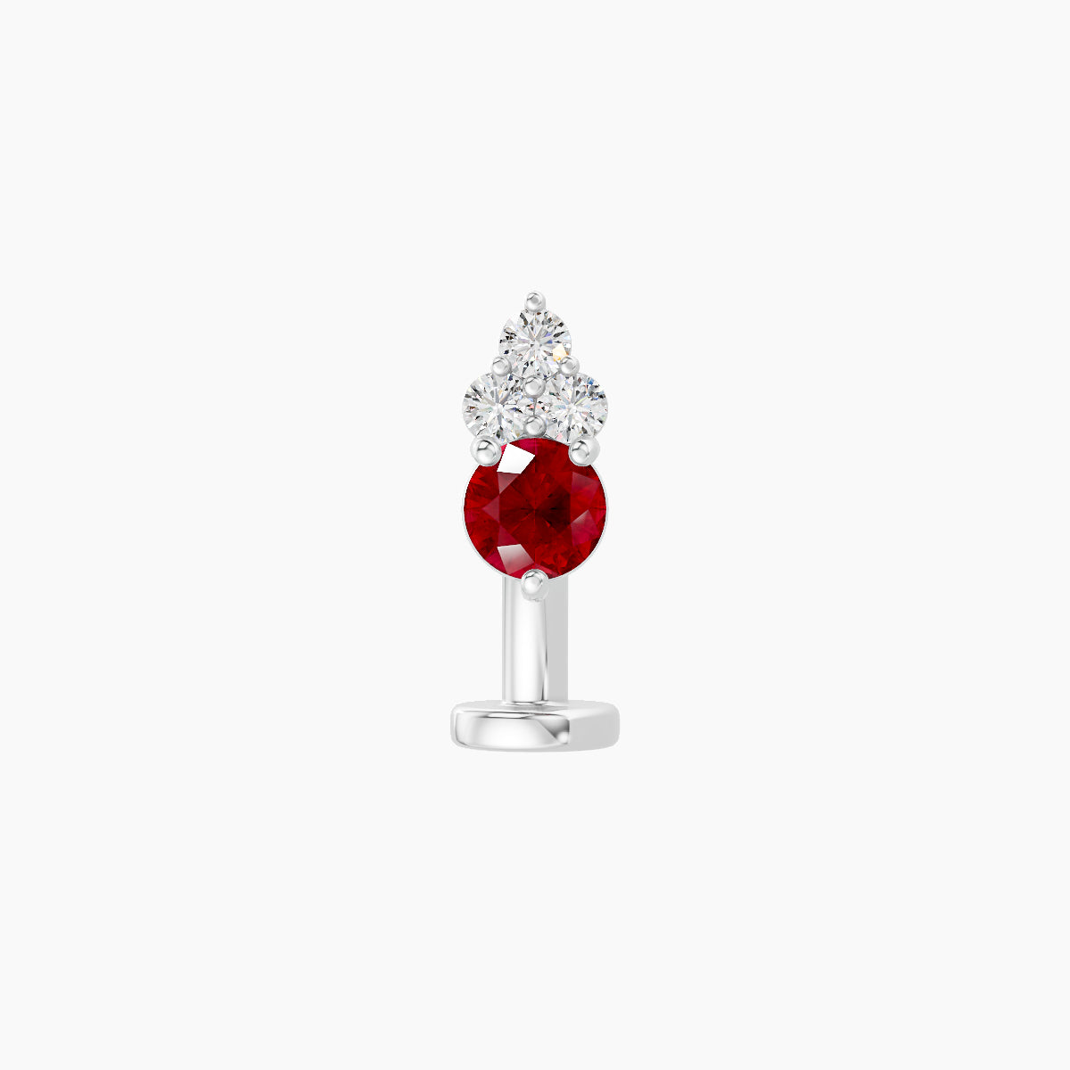 Sif | 18k White Gold 8 mm 6.5 mm Ruby & Diamond Floating Navel Piercing