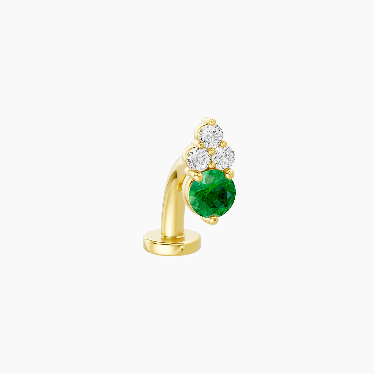 Sif | 18k Yellow Gold 8 mm 6.5 mm Emerald & Diamond Floating Navel Piercing